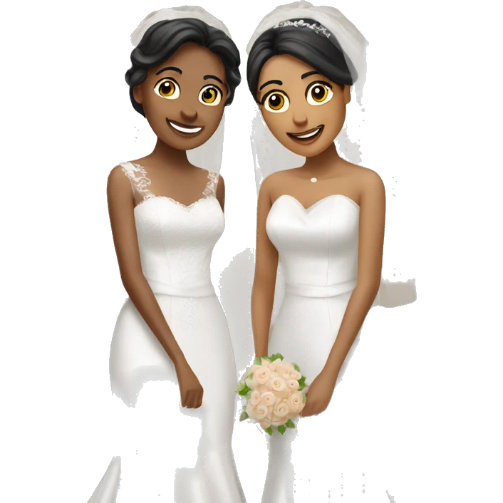 Two Latina brides wedding  emoji