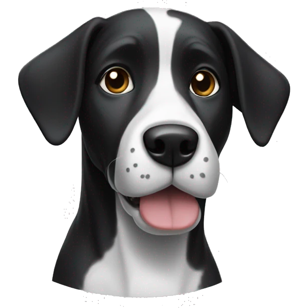 Black and white dog with one tall ear and one floppy ear  emoji