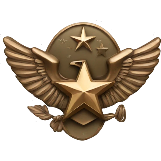 Bronze military badge with stars and an eagle emoji