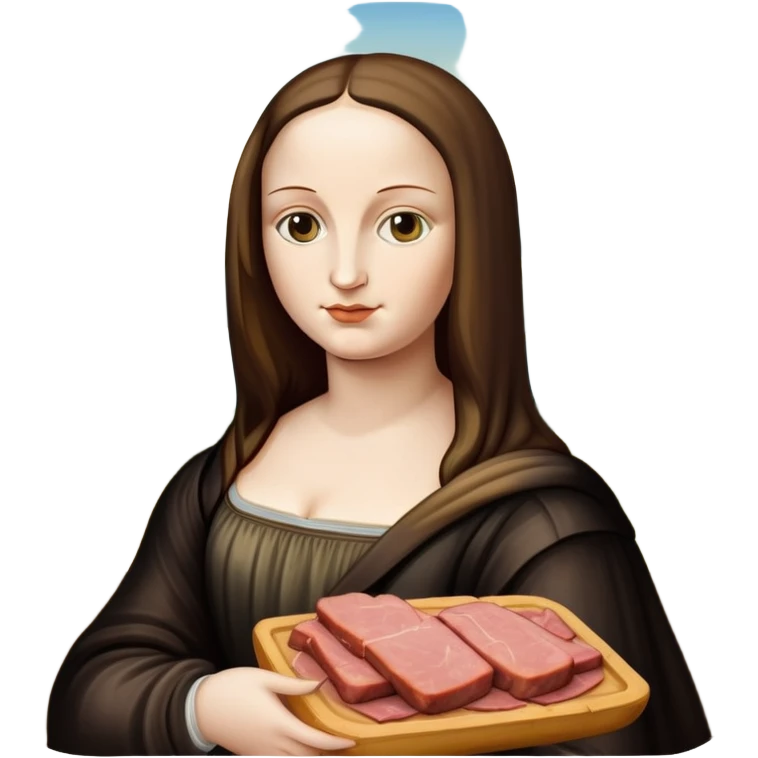  mona lisa with SPAM MEAT renaissance landscape emoji
