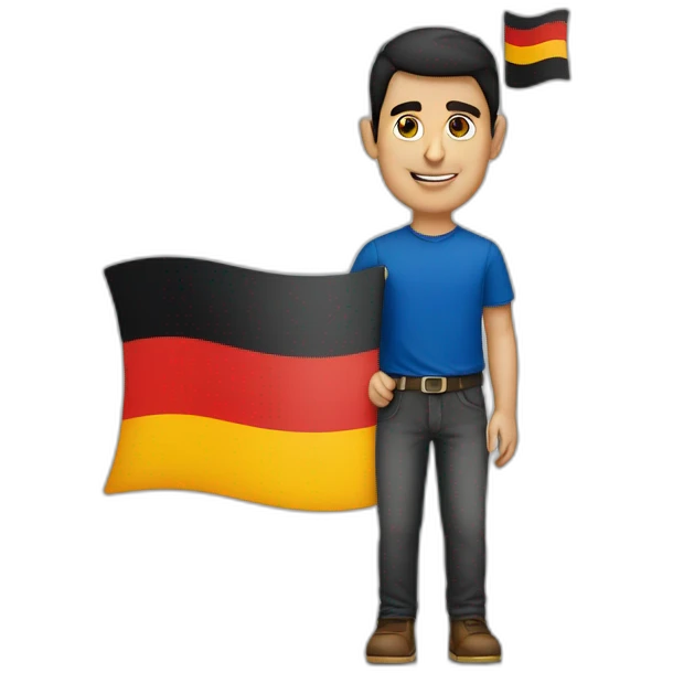 Armenian guy with the german flag at the hand emoji