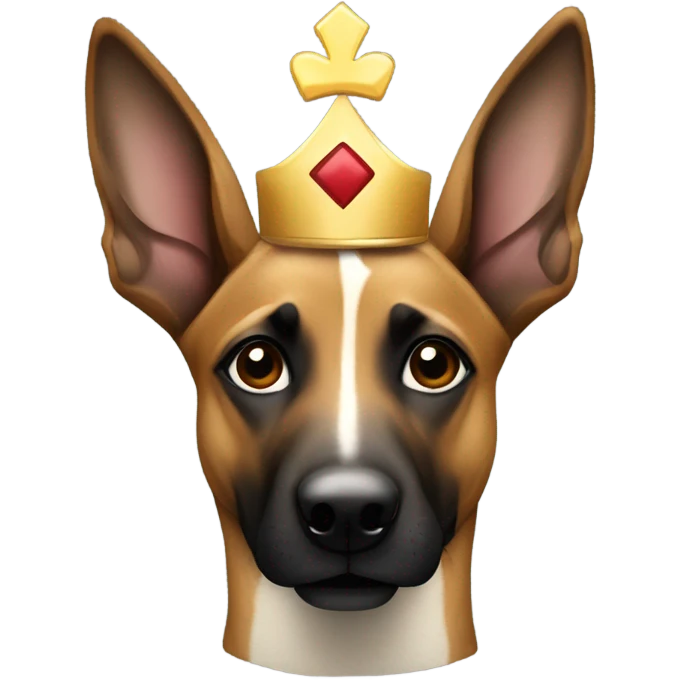 A malinois harlequin color, with a crown on his head emoji