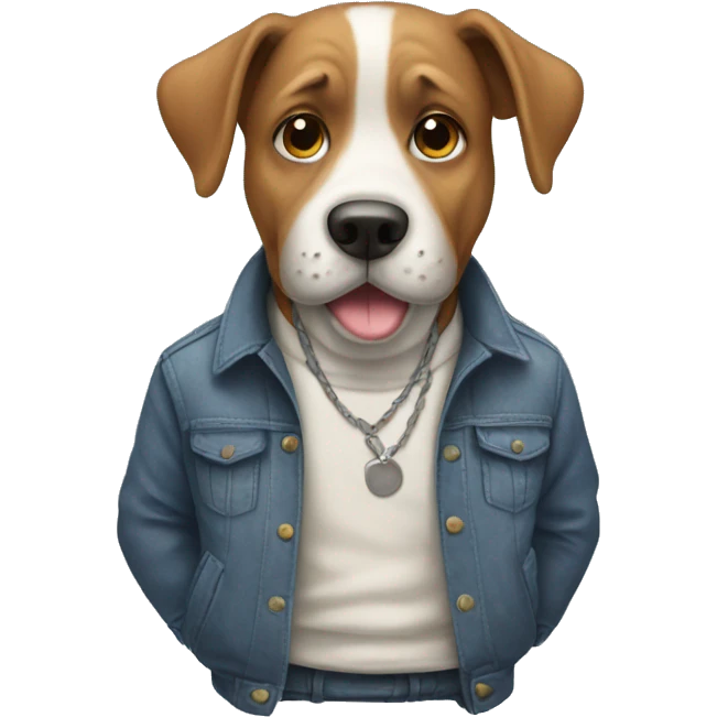 dog with informal clothes emoji