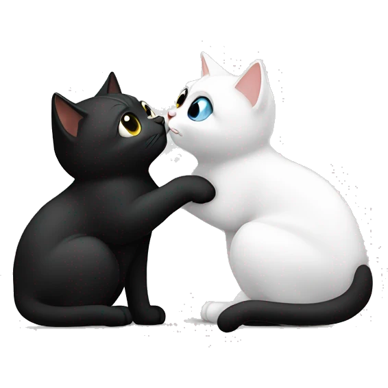 White cat kissing black cat but black cat is cheating on white cat  emoji