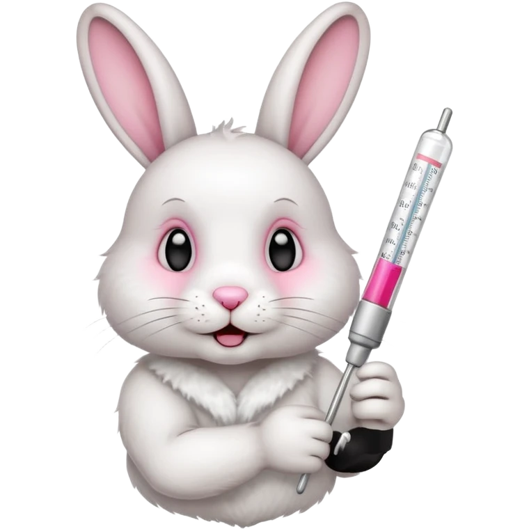rabbit with a thermometer in its mouth, apple style emoji emoji