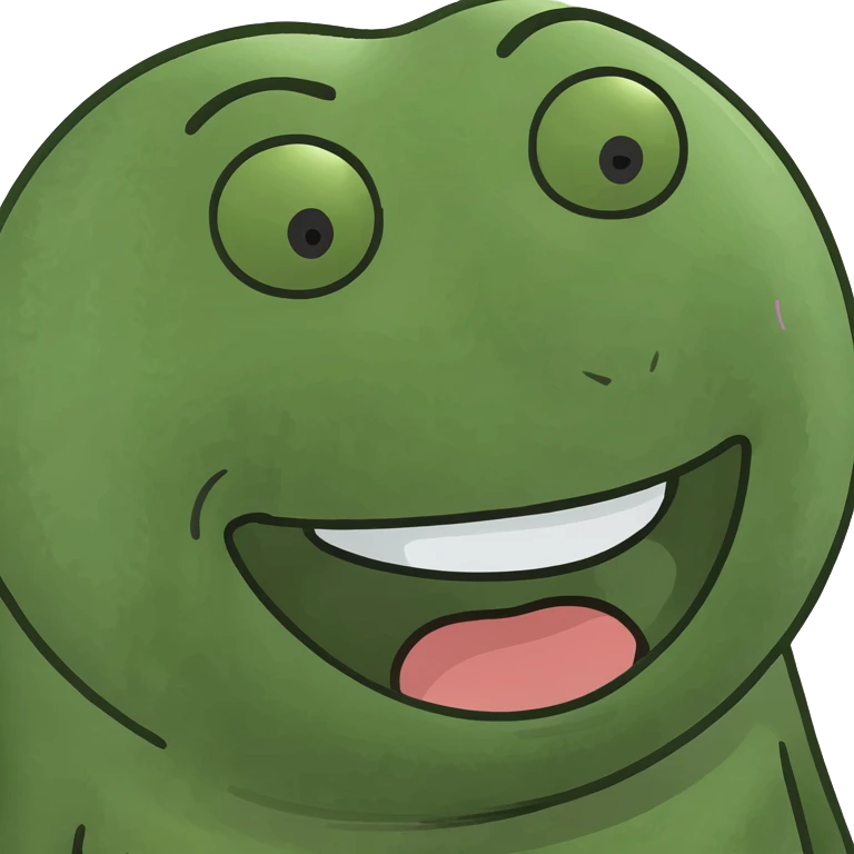 Make the green happy emoji face wink, keep the style and no background. emoji