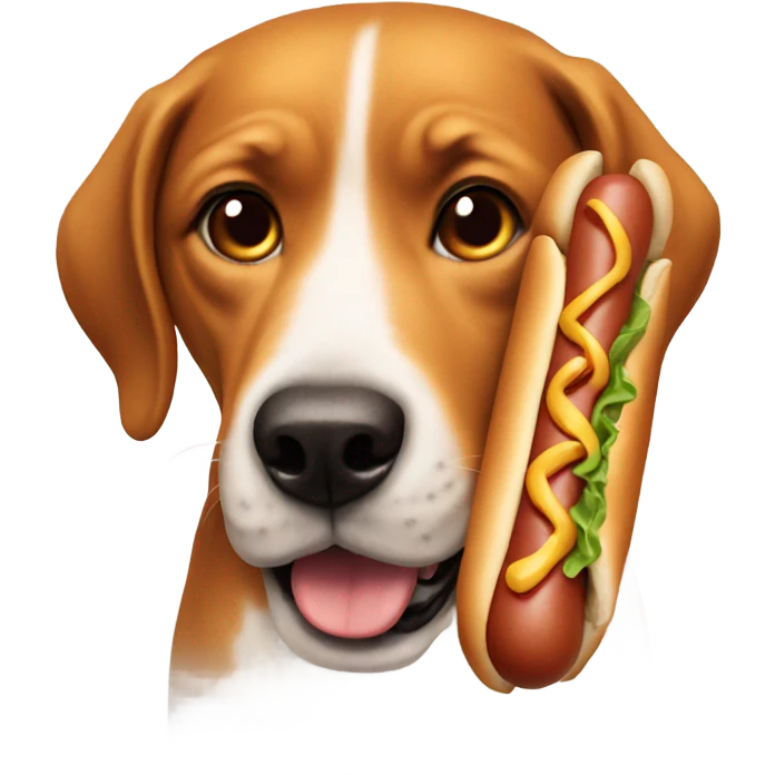 Dog with a hot dog emoji