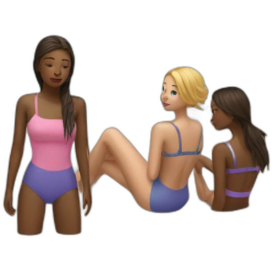 Four girls in a very small pool emoji