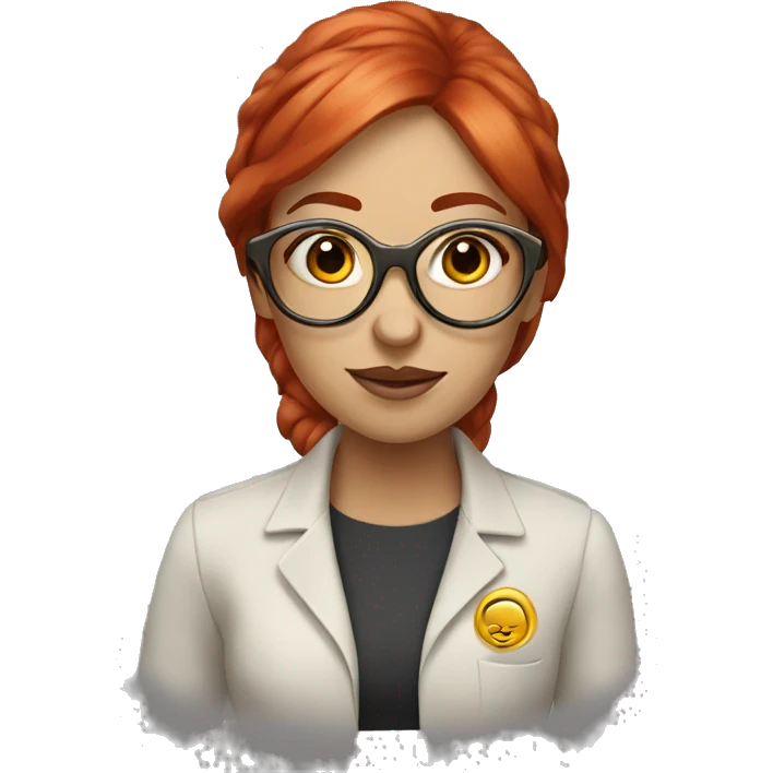A girl therapist with red hair and round gold glasses emoji