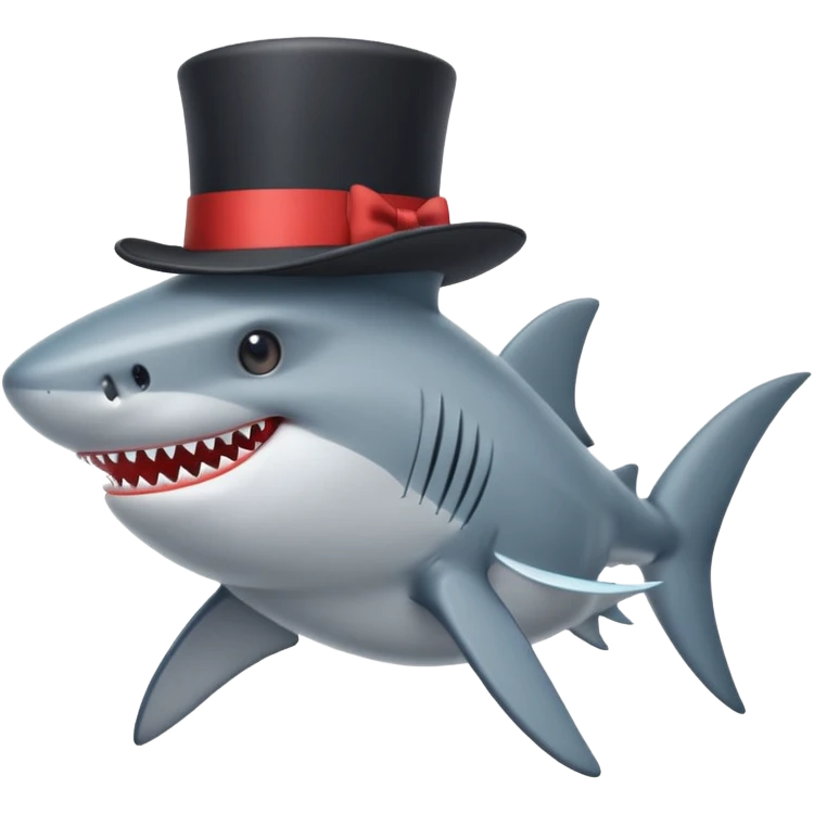 Shark with a top hat emoji