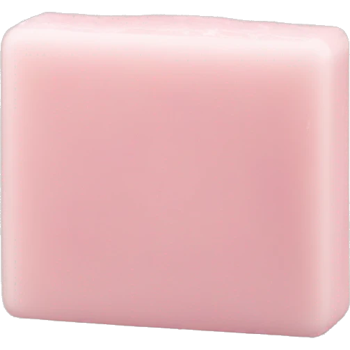 Light pink soap bar sitting on a soap holder emoji