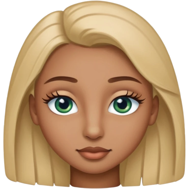 Light brown skin with blue green a  little bit brown eyes cute pretty lashes and small nose emoji