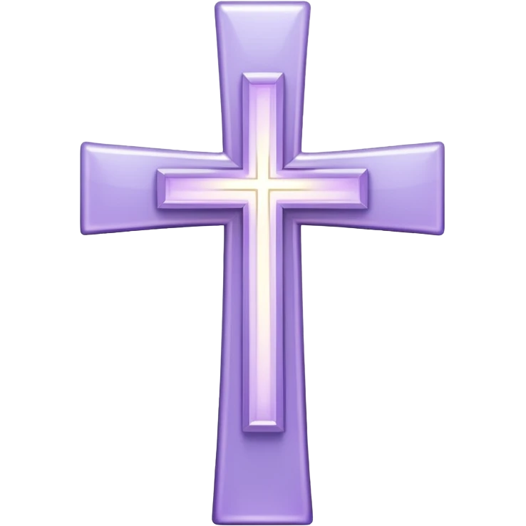 light lavender colored religious cross with bright light around it  emoji