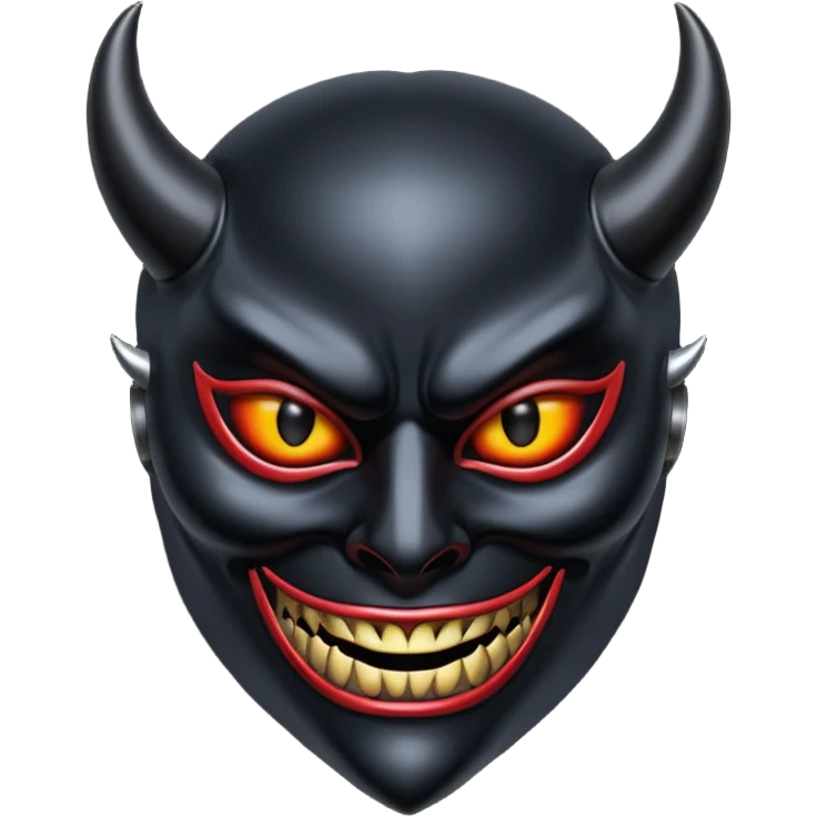 Demonic mask with subtle erotic curves, polished obsidian, lust and fear emoji
