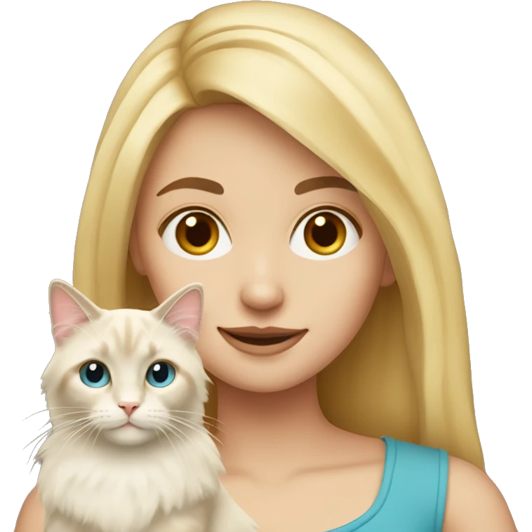 Blonde girl with ragdoll cat emoji