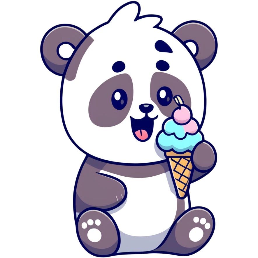 Panda eating ice cream emoji