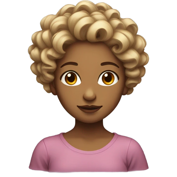 generates a girl with hair up to her tits and straight and a little curly at the ends with very light brown eyes emoji
