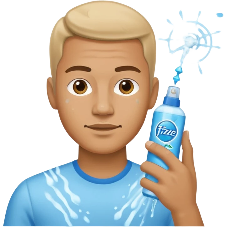 ligth man spraying with spray febreze emoji