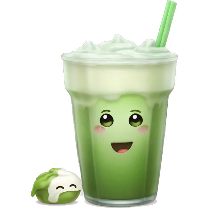 Iced matcha latte in a cute glass emoji