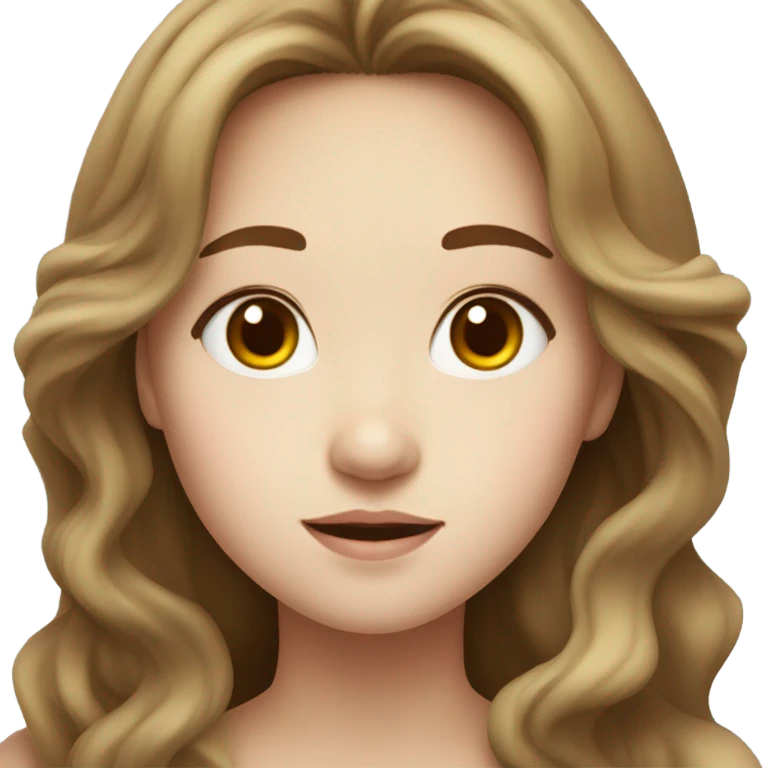 a girl with WHİTE skin LONG BROWN WAVY hair  chinese girl brown hair  emoji