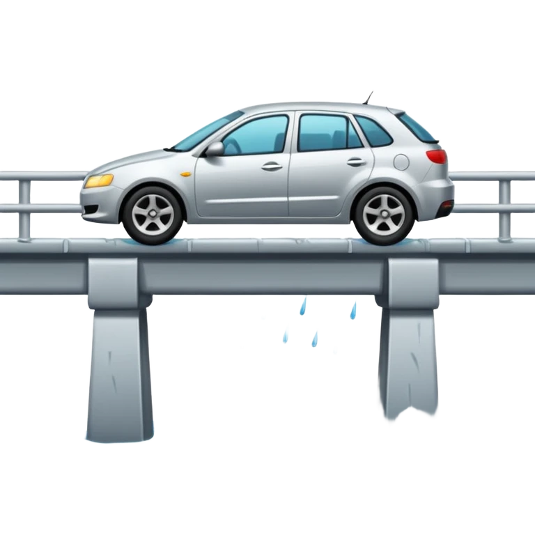 car falling off bridge in the rain emoji