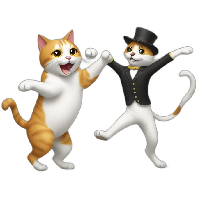 Dancing cat with dog emoji