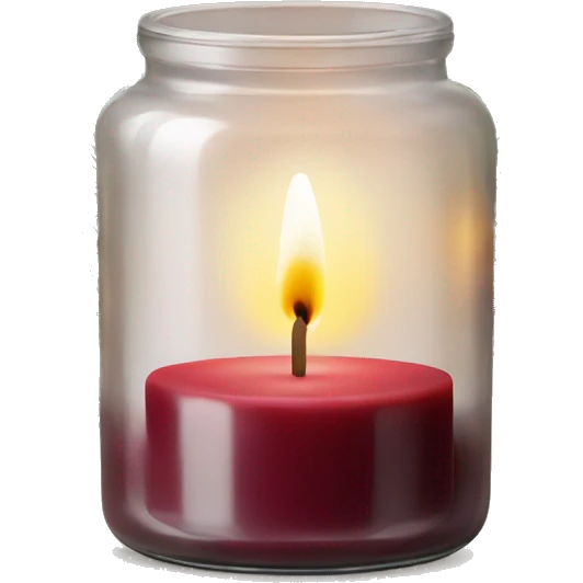 Maroon candle in glass jar with pine sprigs  emoji