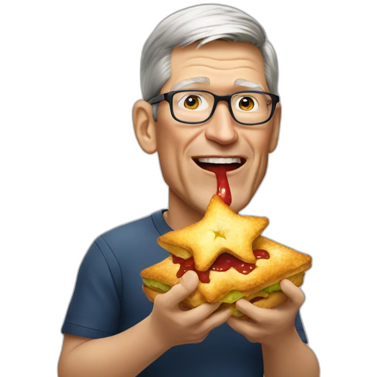 Tim cook eating a famous star emoji