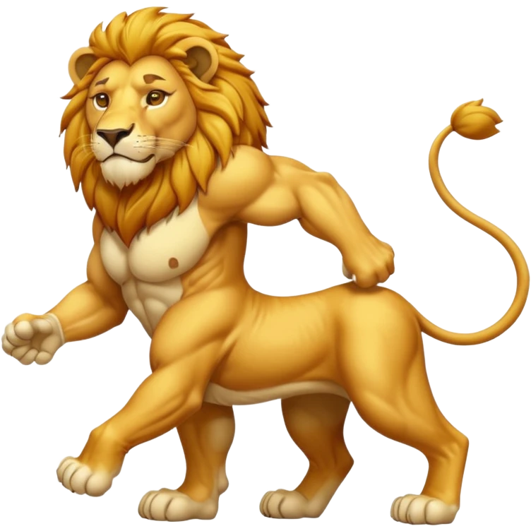 High resolution of   realistic full body lion distorted , no extra hybrid emoji