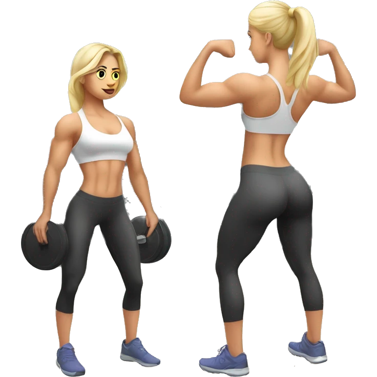 Muscular white girl doing squats at gym emoji