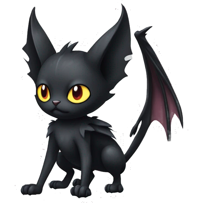 Black Edgy Gothic Bat-winged Litten-Bat-cat-Fakemon full body emoji
