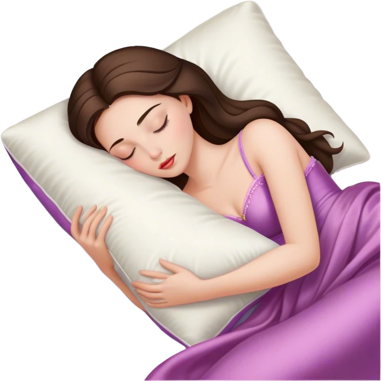 sleeping beauty brunette white girl with a silk pillow emoji