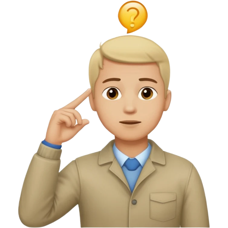 man looking up to the top right, index finger touching his temple, thinking pose
 emoji