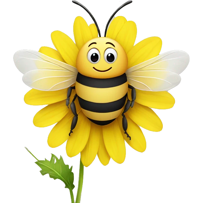 Bee smiling with dandelion  emoji