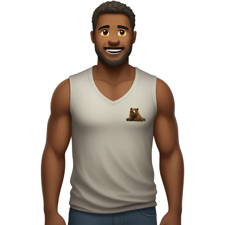 Grizzly bear in sleeveless shirt indoors emoji