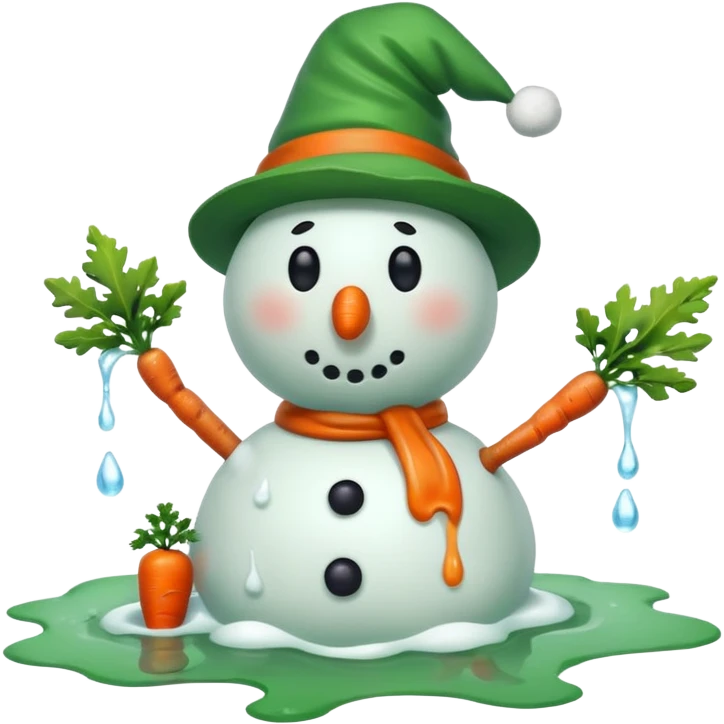 melting snowman with green hat full body emoji