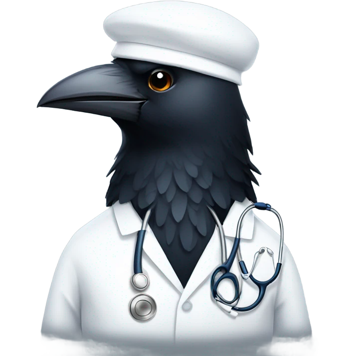 A crow in a medical suit emoji