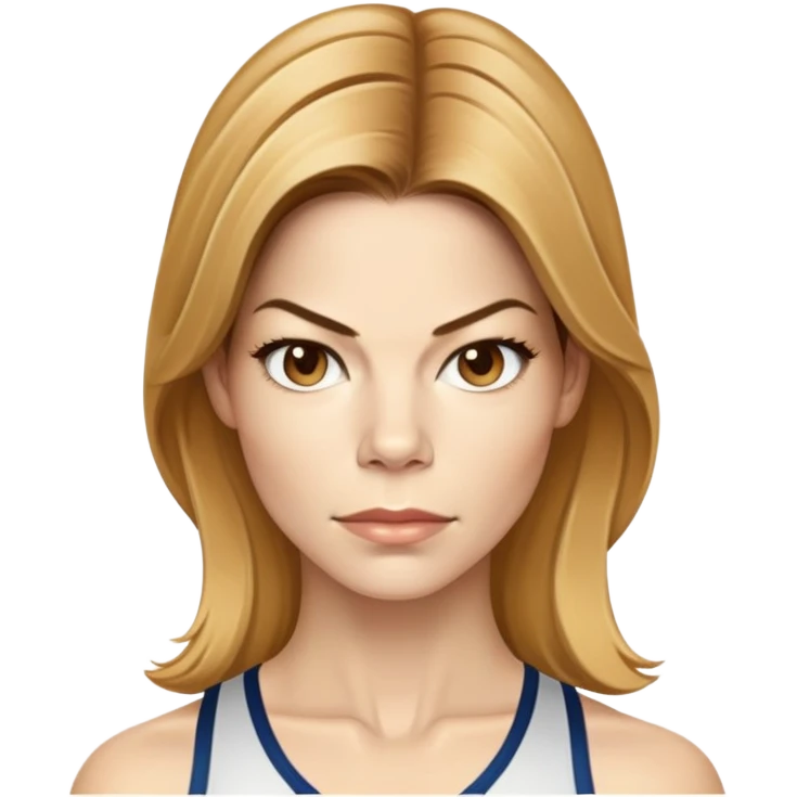 Michelle Monaghan running, female actress with honey blonde hair emoji