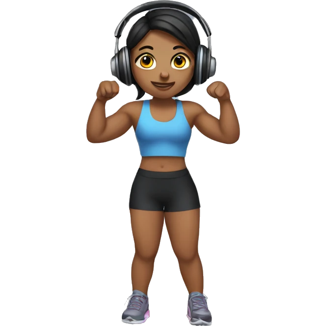 girl at the gym with black headphones  emoji