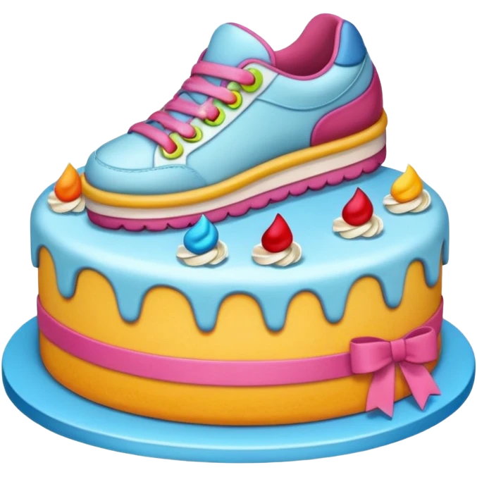 Cut cake with a face and shoes emoji
