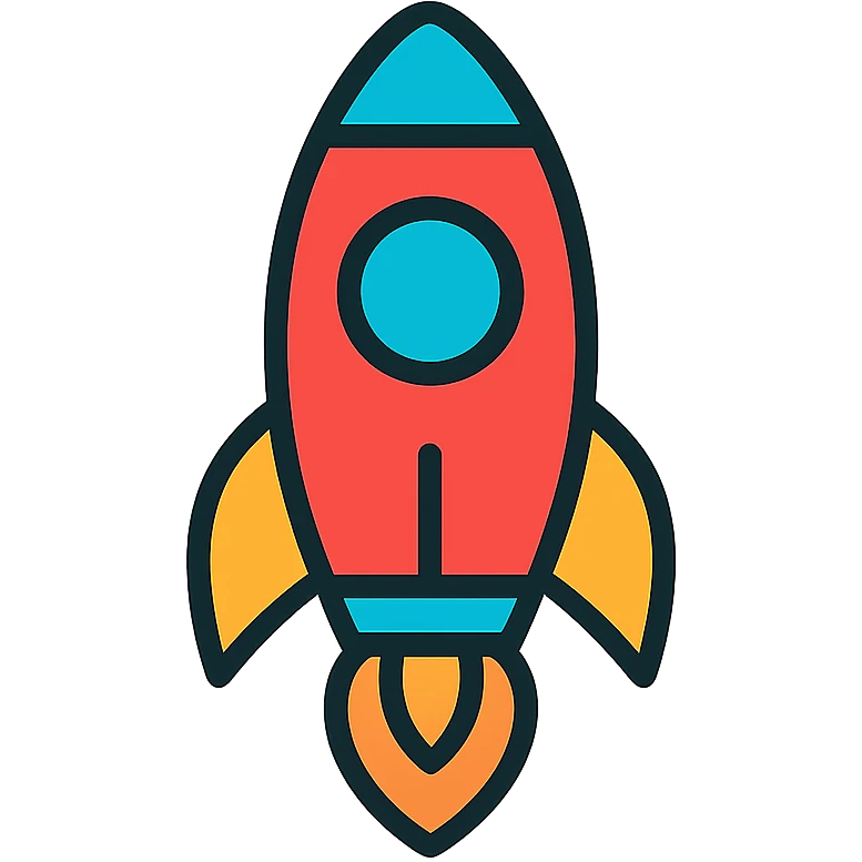 rocket icon, color outline style, black outlines with color accents emoji