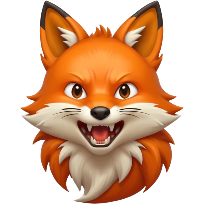 Angry Fox mouth open, scary teeth, side view emoji