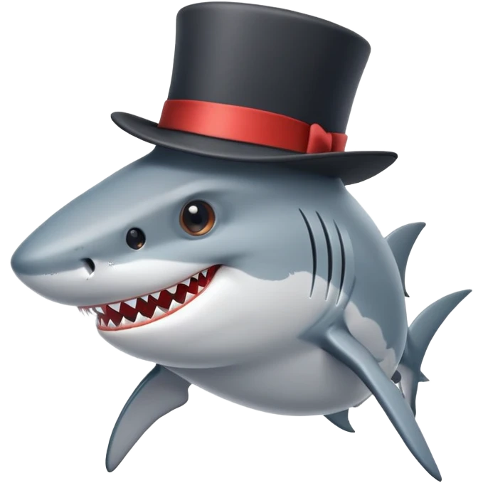 Shark with a top hat emoji