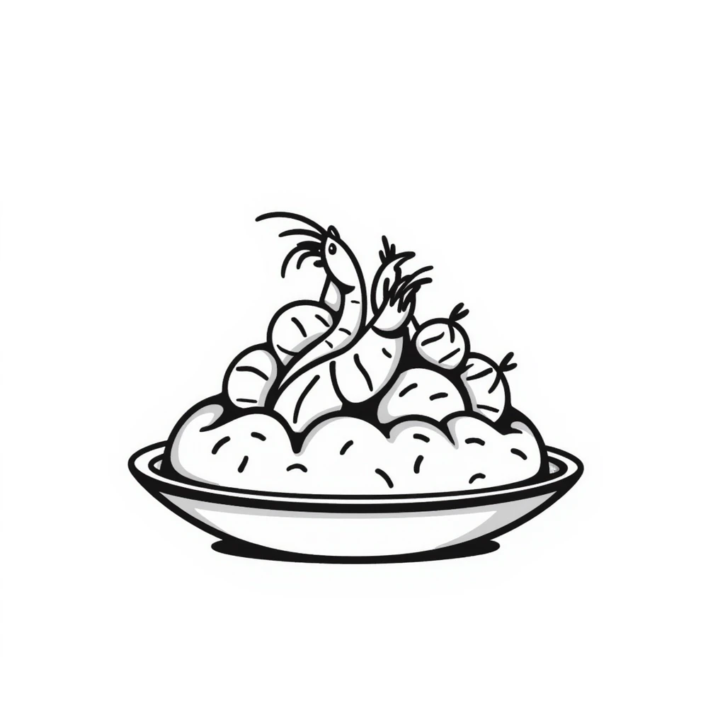 A plate of delicious seafood rice with prawns emoji