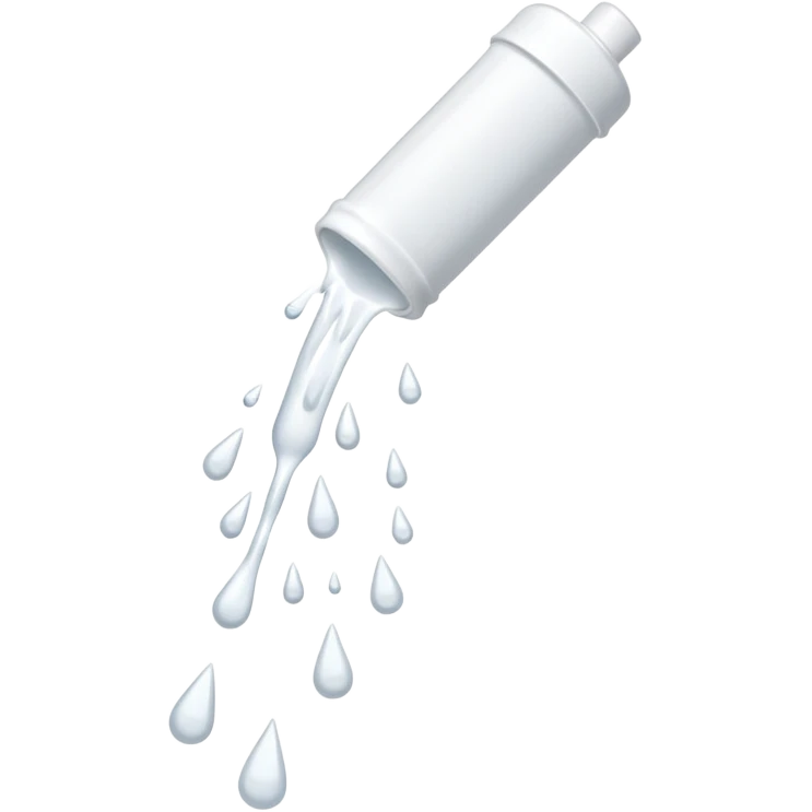 individual white glue white drops falling and dripping down out of a tube, all white emoji