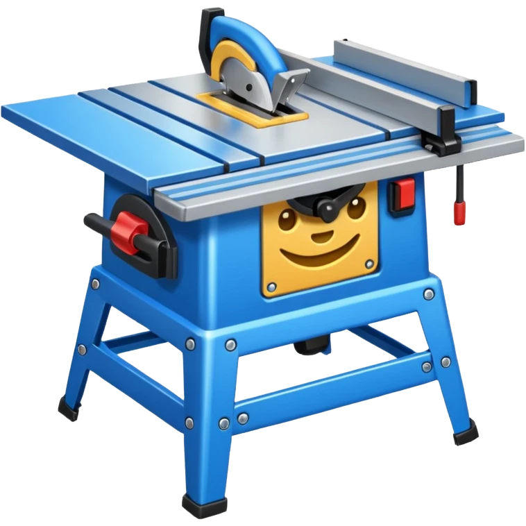 A table saw emoji with a metallic table and a blue blade emoji