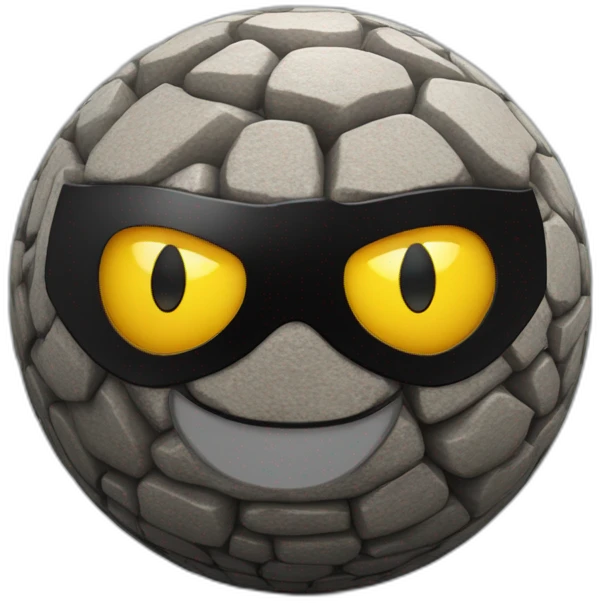 3d sphere with a cartoon saluting cobblestone Batman skin texture with rigid eyes emoji