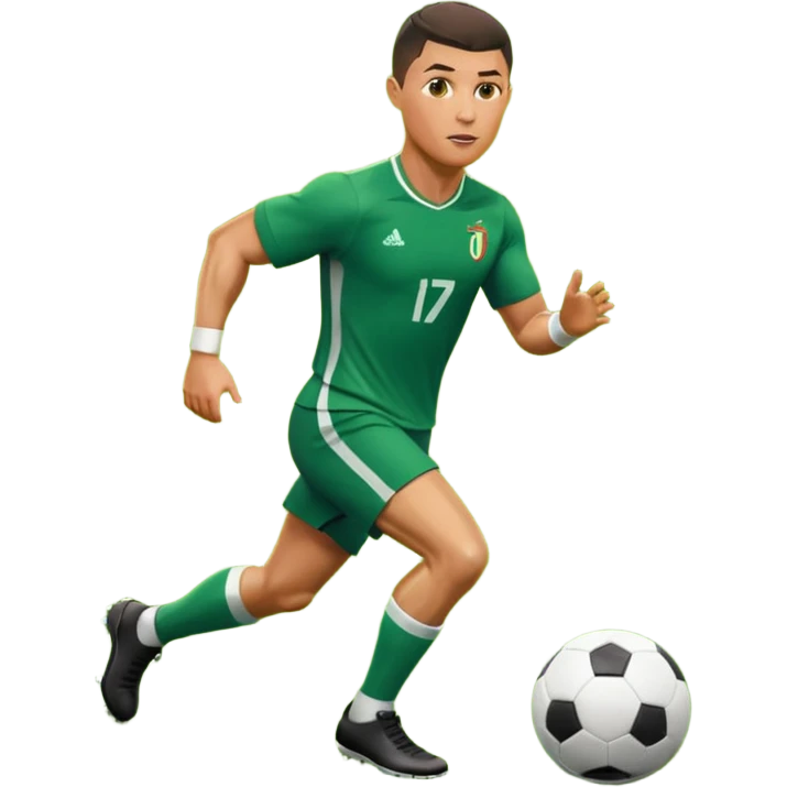Ronaldo dribbling with a touch into a football emoji