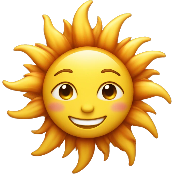 Sun with a smile and long caramel hair emoji