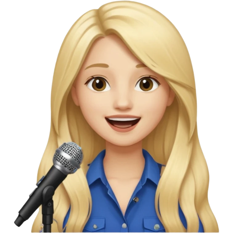 Singer Young woman – long blonde hair, around 20s,  singing into mic emoji